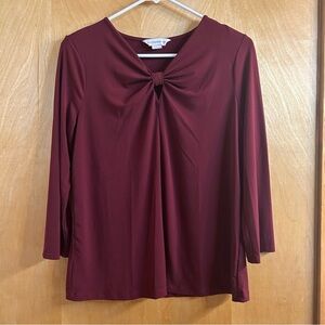 Liz Claiborne Maroon 3/4 length sleeve Blouse - Size Medium